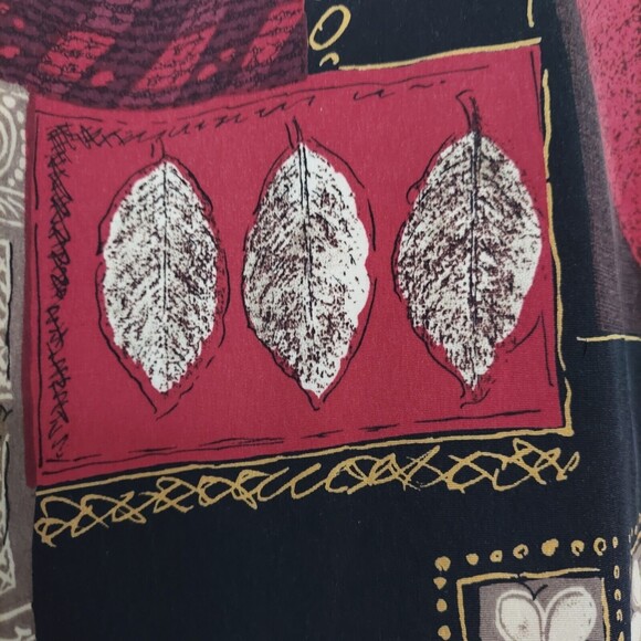 Kensington Square Jacket XL Red Full Zip Lightweight Leaf Pattern Vintage 80's - Picture 8 of 12